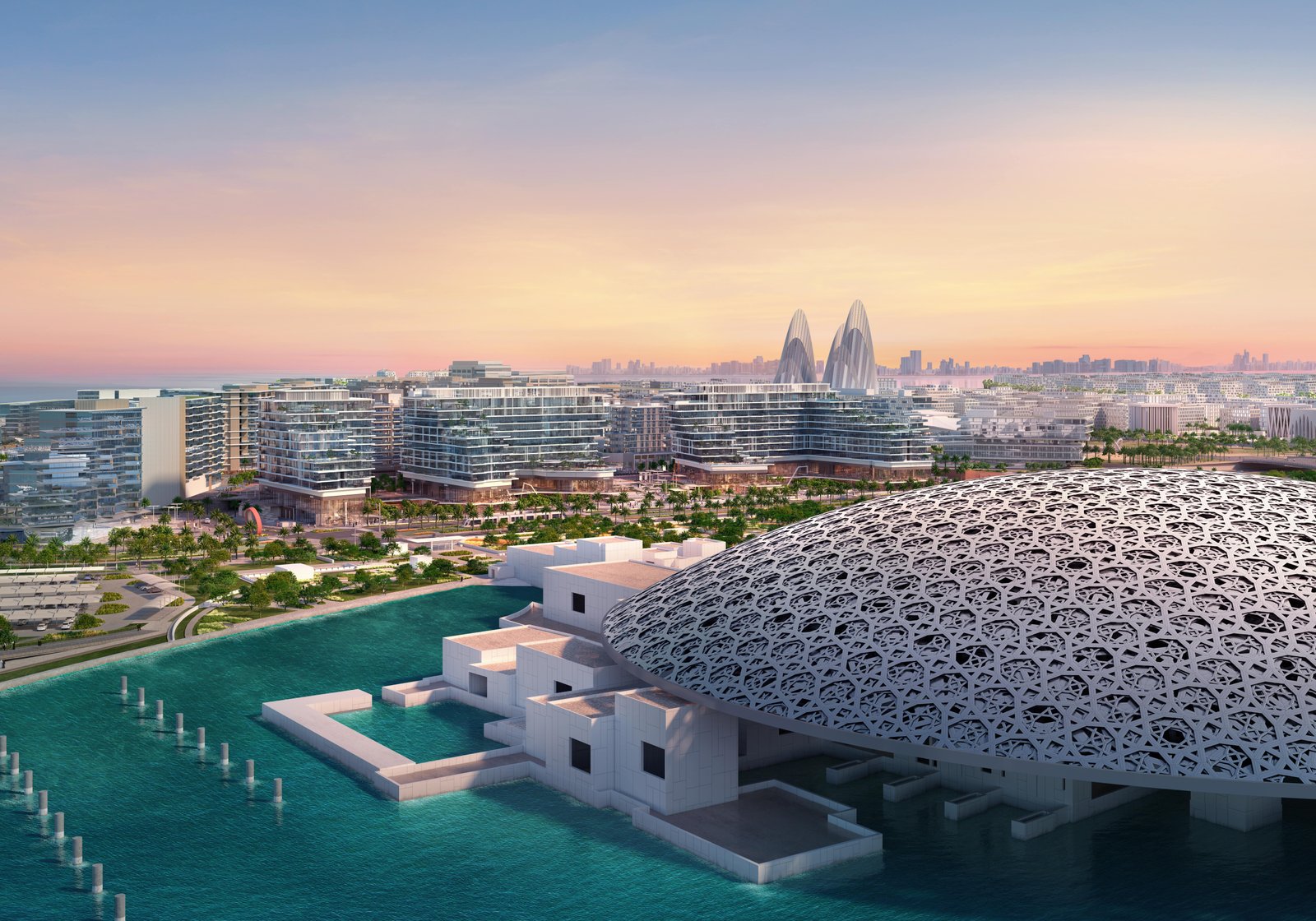 Luxury residential towers at Grove Saadiyat Saadiyat Island surrounded by cultural attractions, retail destinations, and vibrant communities.